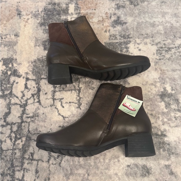 Mephisto Garita Dark Brown Side Zip Ankle Boots Booties Women’s Sz 8 - Picture 3 of 8